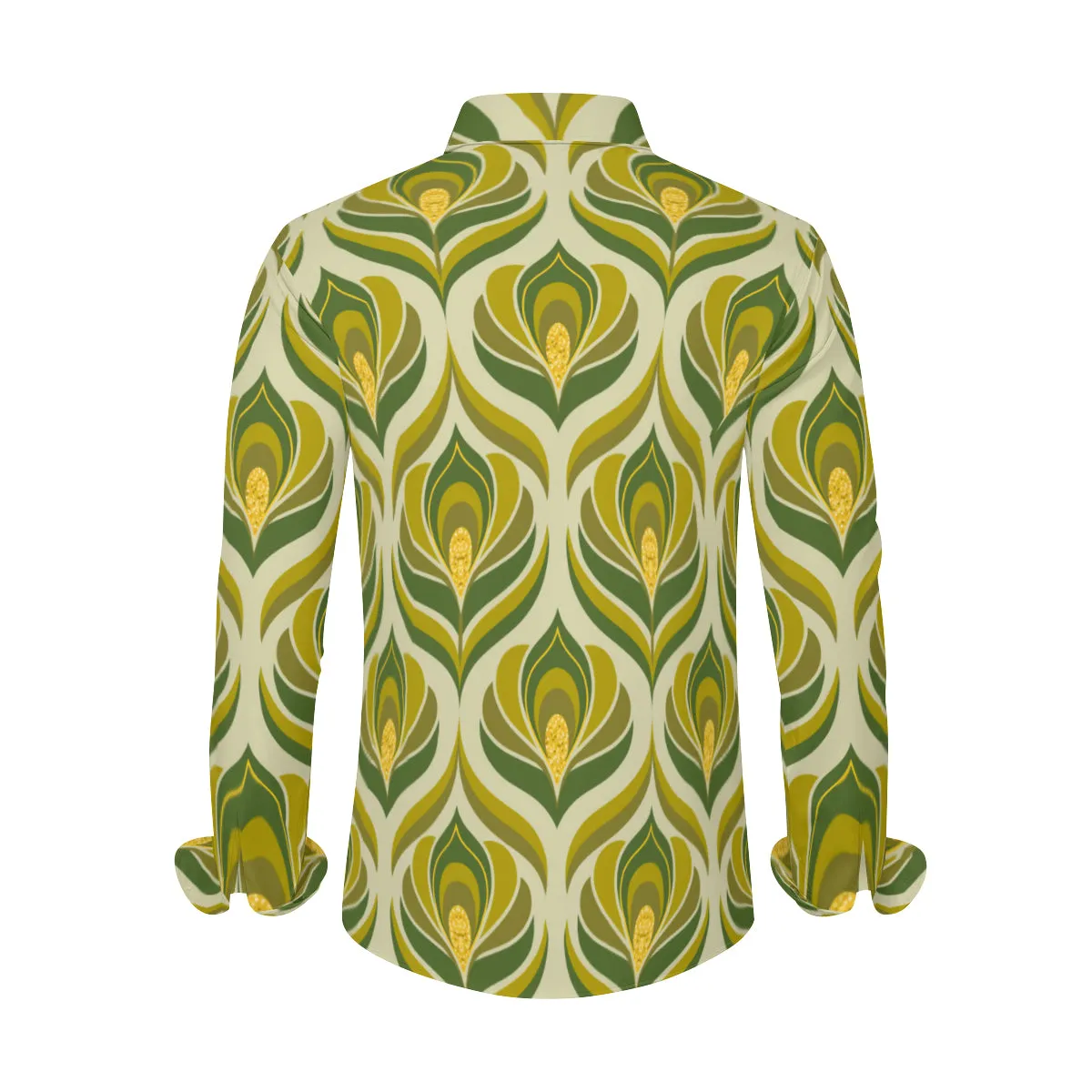 70s Clothing Men, 60s 70s style shirt, 70s Shirt Men, Green Damask Shirt, Hippie Shirt Men, Groovy Shirt Men, Retro Shirt Men, Boho Shirt